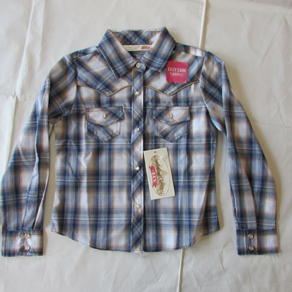 Cumberland Outfitters Ely Cattleman Girl's Plaid Snap Western Shirt